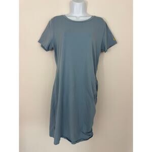 Michael Kors Blue Ruched Side Logo Dress Size XL